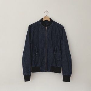 vintage denim bomber jacket